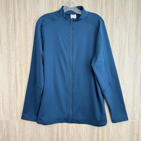 GYMSHARK Regulate Full Zip Sweater Mens Large Teal Jacket Workout Activewear Gym - Picture 1 of 9